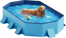 Foldable Dog Pool for Large Dogs Hard Plastic Portable Pet Bath Tub 71x39x12 In