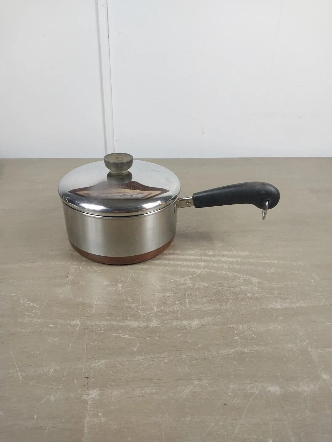 Vintage Revere Ware 2 Qt Saucepan with Lid Copper Bottom 1801 Clinton ILL 91j
