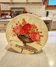 Vintage Kathryn White &ldquo;Linen & Peonies&rdquo; Floral Hat Box 2004, 12x5&rdquo;