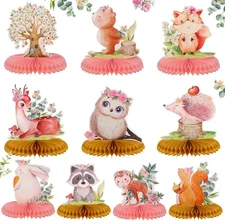 Yexiya 10 Pcs Woodland Animals Honeycomb Centerpieces 3D Table Topper... 