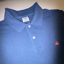 Brooks Brothers Slim Fit Performance Polo Shirt Blue Orange Pony Logo Men M