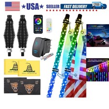 2 Pack 3FT Whip Lights with Spring Base,LED Whip Light with App  Remote Cont...