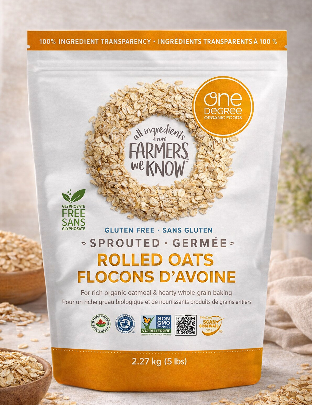 One Degree Gluten Free Sprouted Rolled Oats - 5lbs (1380620)