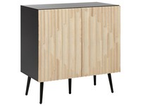 Sideboard Heller Holzfarbton / Schwarz Mit TüR Stauraum Mdf Massivholz Dalcross