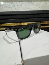 Ray-Ban RB2140 Wayfarer Classic Sunglasses Green Lens Black Frame.