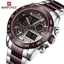 NAVIFORCE Luxury Brand Men Steel Wrist Watch Military Digital Sport LED Watches
