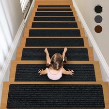 Lacut Non-Slip Stair Treads 7.8"x30" Black 15-Pack Indoor Outdoor Safety