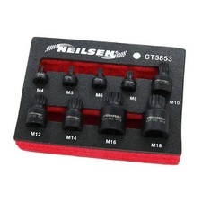 9pc Stubby Impact Spline Bit Socket Set M4 to M18 Low Profile in EVA Foam Tray