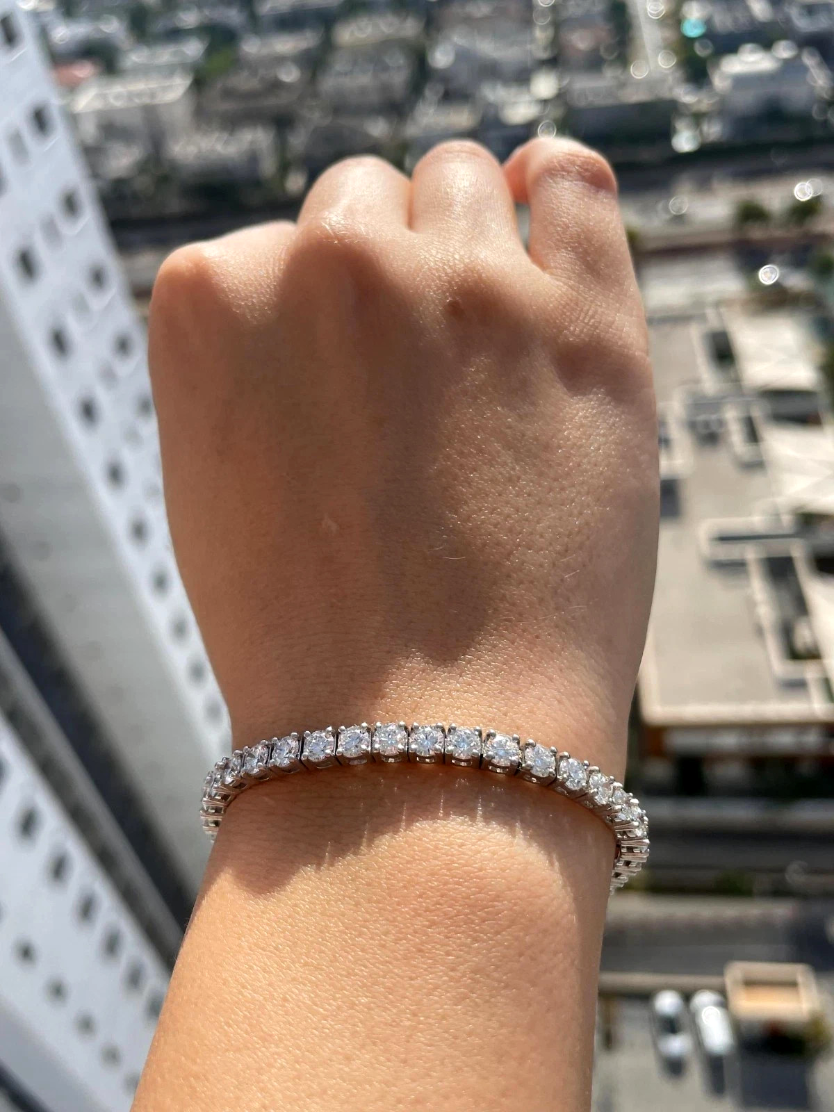 5.00 Ct Tennis Bracelet Certified Moissanite for Her Gift  14K White Gold Plated