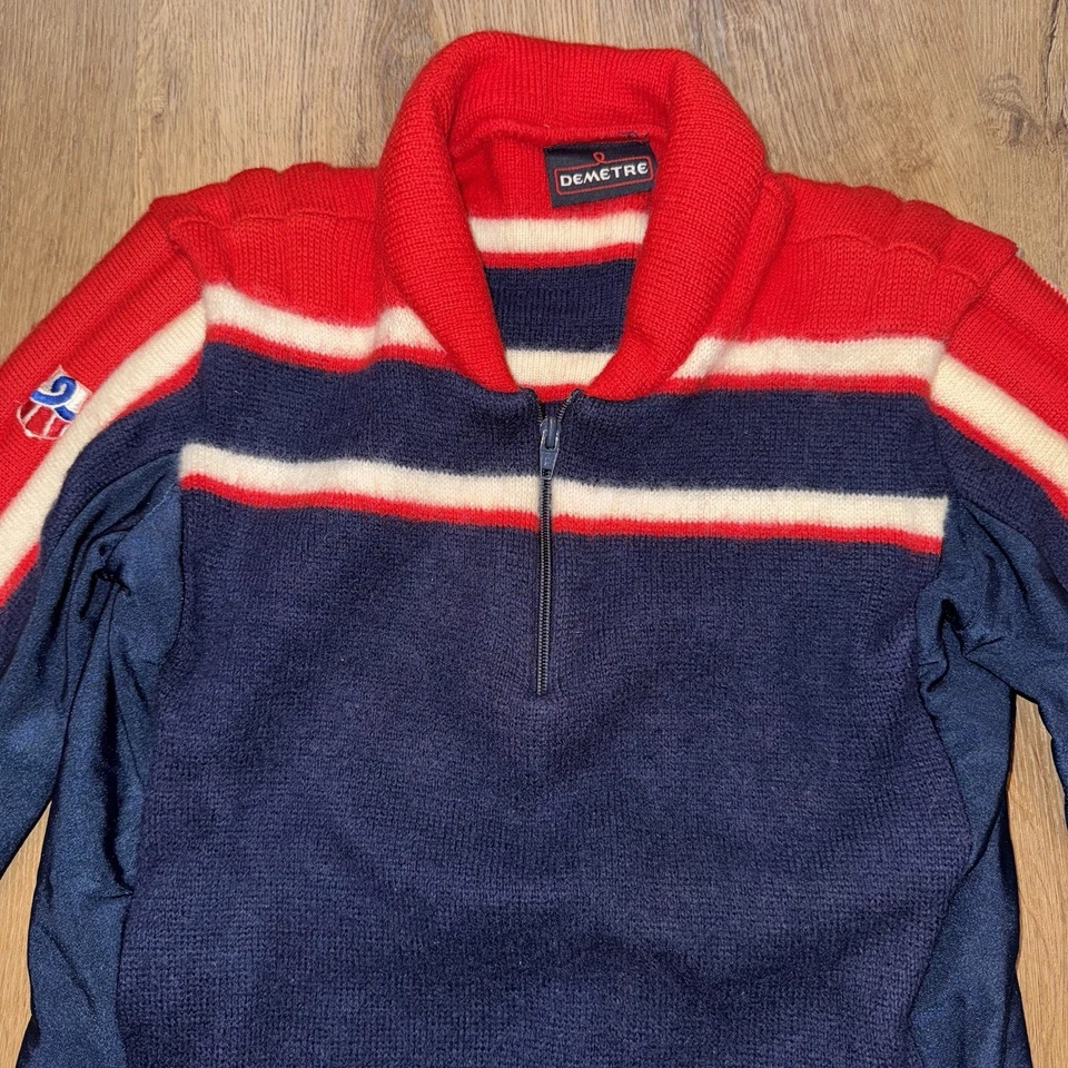 Suéter Demetre De Colección Años 70 80 Acolchado Mujer Esquí Slalom Carreras Nieve Retro Mod Pequeño Foto 3 de 4