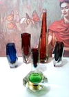 JOB LOT MURANO SOMMERSO - 4 GEOMETRIC VASES + 1 BOWL + 1 MASSIVE GALLIANO FERRO