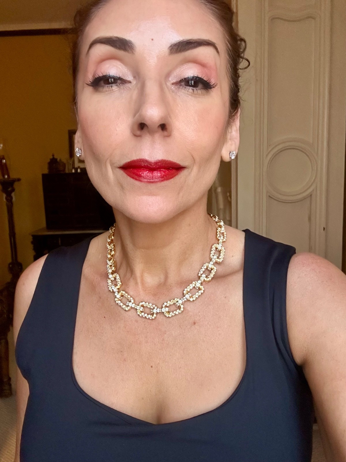 Bold Rectangular Diamond Link Necklace / Choker 1… - image 3