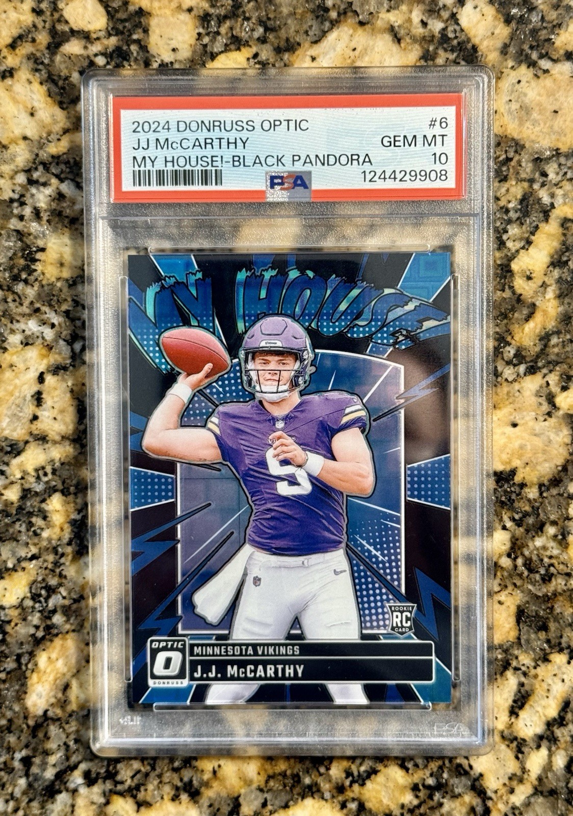2024 Donruss Optic JJ McCarthy Rookie My House Black Pandora /25 PSA 10 Gem Mint