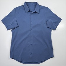 Lululemon Men's Airing Easy Short Sleeve Shirt Button Shirt Blue Mens Medium