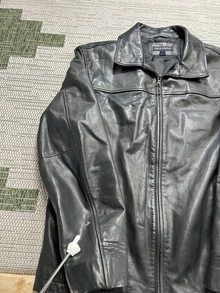 Vtg Y2k Banana Republic Jacket Mens Large Black Leather Heavy | eBay