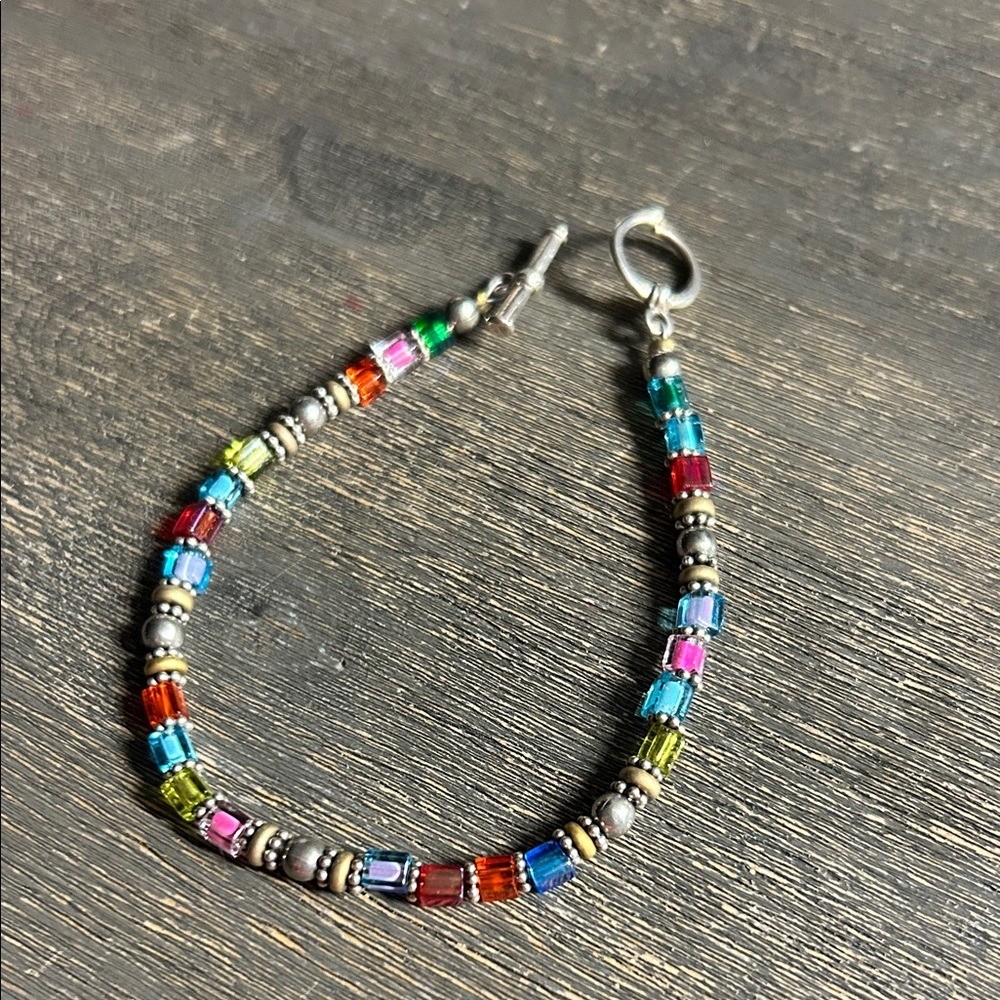 Multicolor Beaded Bracelet Toggle Closure - image 1