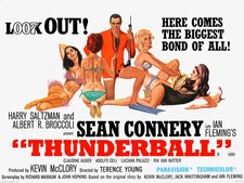 THUNDERBALL (1965)  British Quad - 30"x40" style "A" - James Bond movie poster!!