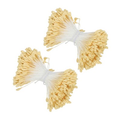 2.5mm Double Heads Flower Stamen, 680 Pcs Artificial Flower Pistil, Light Yellow