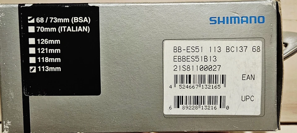 Shimano BB-ES51 Octalink 68 BSA 113mm Bottom Bracket - Image 2 of 2