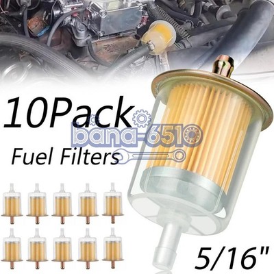 10x Universal 5/16'' Fuel Filter High Performance Industrial Inline Gas Fuel Line
