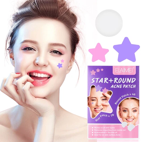 126pcs Star + Round Hydrocolloid Acne Pimple Patches Removal Blemish Control - Picture 1 of 12