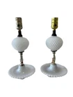 Vintage Hobnail Milk Glass Table Lamps (Pair) White TESTED
