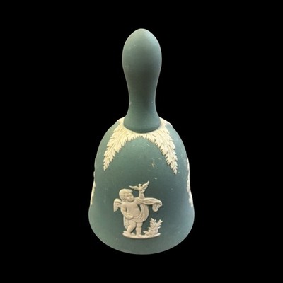 Vintage Wedgwood Jasperware Teal Hand Bell Four Seasons Cherubs Cupids 4''