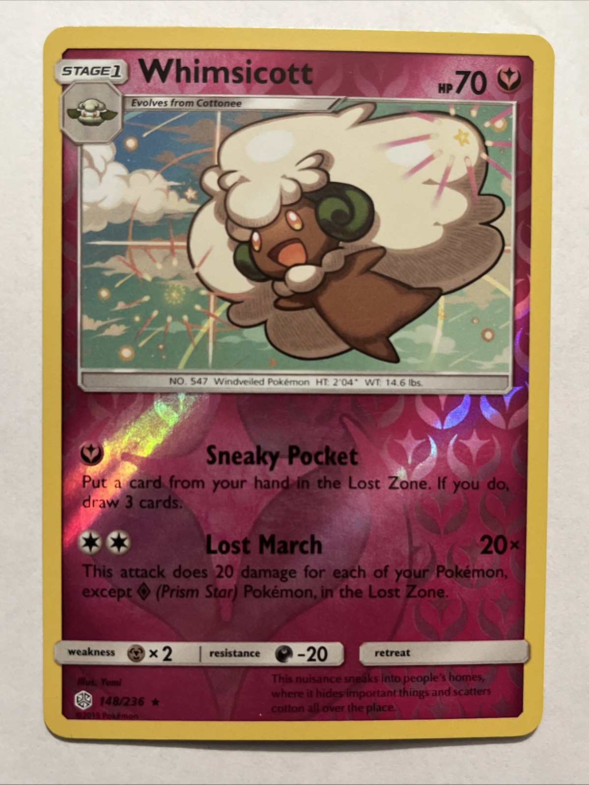 Whimsicott 148/236 Sm-Cosmic Eclipse Reverse Holo LP