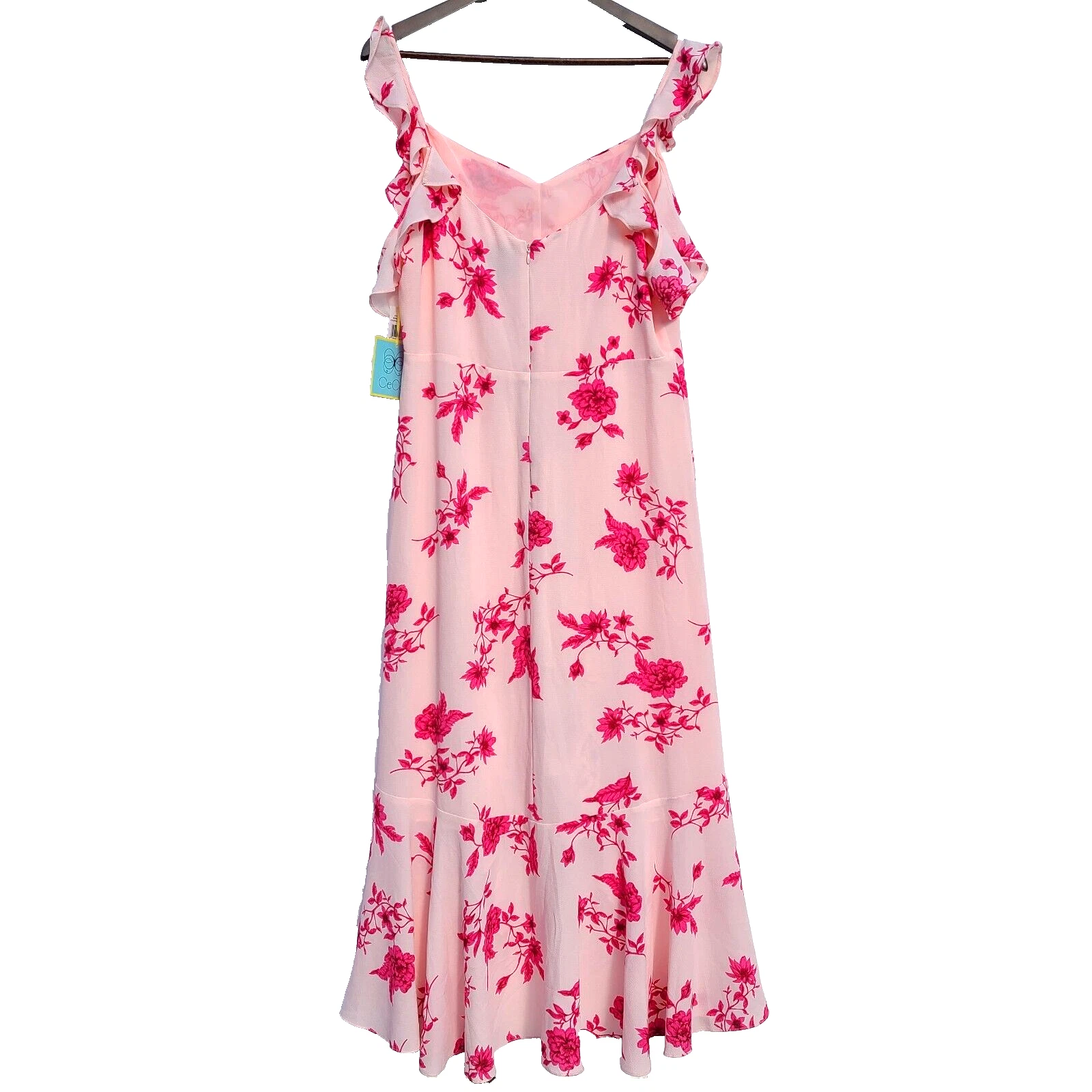 UNDERCOVER Abito CECE Taglia L Spalla Fredda Blush Segreto Floreale Primaverile Bouquet Increspato Hi Low