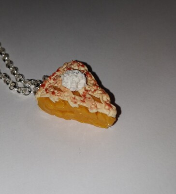 Peach Pie Slice Necklace Silver Fall Pie Charms Dessert Apple Al a Mode
