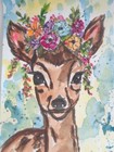 Original WILDLIFE DOE FAWN DEER Watercolor Painting