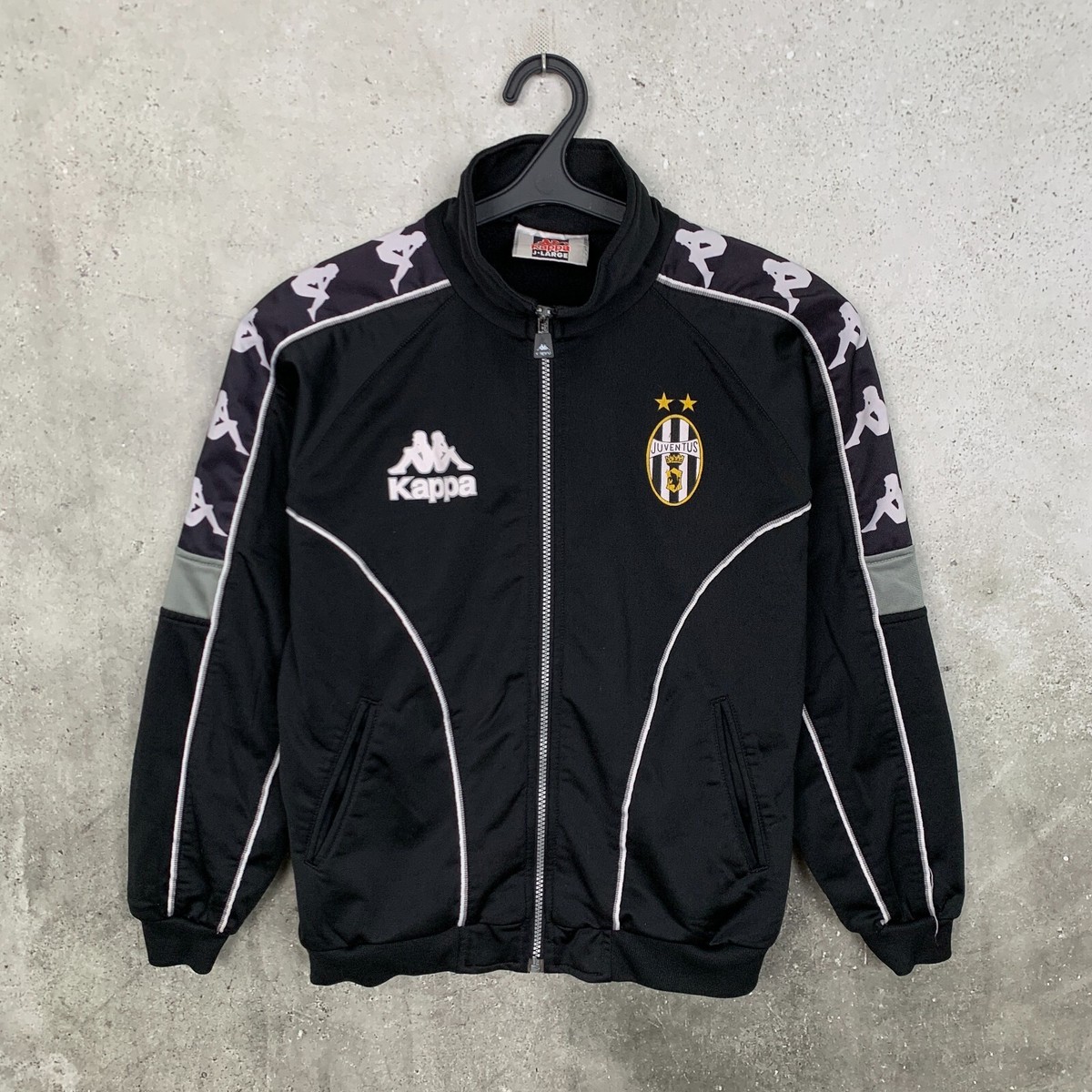 98～99”Kappa Juventusビンテージ ジャージセット 黒/グレーL JUVENTUS 1998/99 TRAINING FOOTBALL JACKET KAPPA TRACK JERSEY 11-12