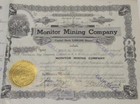 1943 MONITOR MINING CO. 6250shs Stock ctf#420 Idaho excellent w/seal,stamps RARE — photo 2