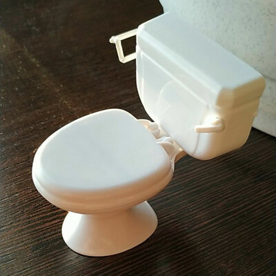 #ad 1SET Mini White Toilet Cover Toys Decor Doll Bathroom Accessories For Gift Party $8.79