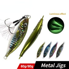 2PCS 60g 80g 3D Print Metal Jig Micro Jigging Lure Slow Shore Casting Spoon Bait