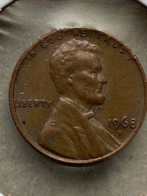 1968 S Uncleaned Lincoln Memorial Penny, Rimmed Error Coin L on edge ...