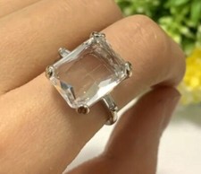 Silver Plated Big Solitaire Cz Ring Sz 7