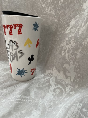 Starbucks Cup LAS VEGAS Lucky Slots Tumbler lid 12 OZ Travel Mug Ceramic - Picture 4 of 11