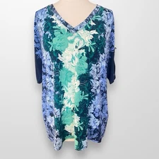 JM Collection Size Medium Top Shirt Tunic Stretch Flowy Slinky NEW Travel