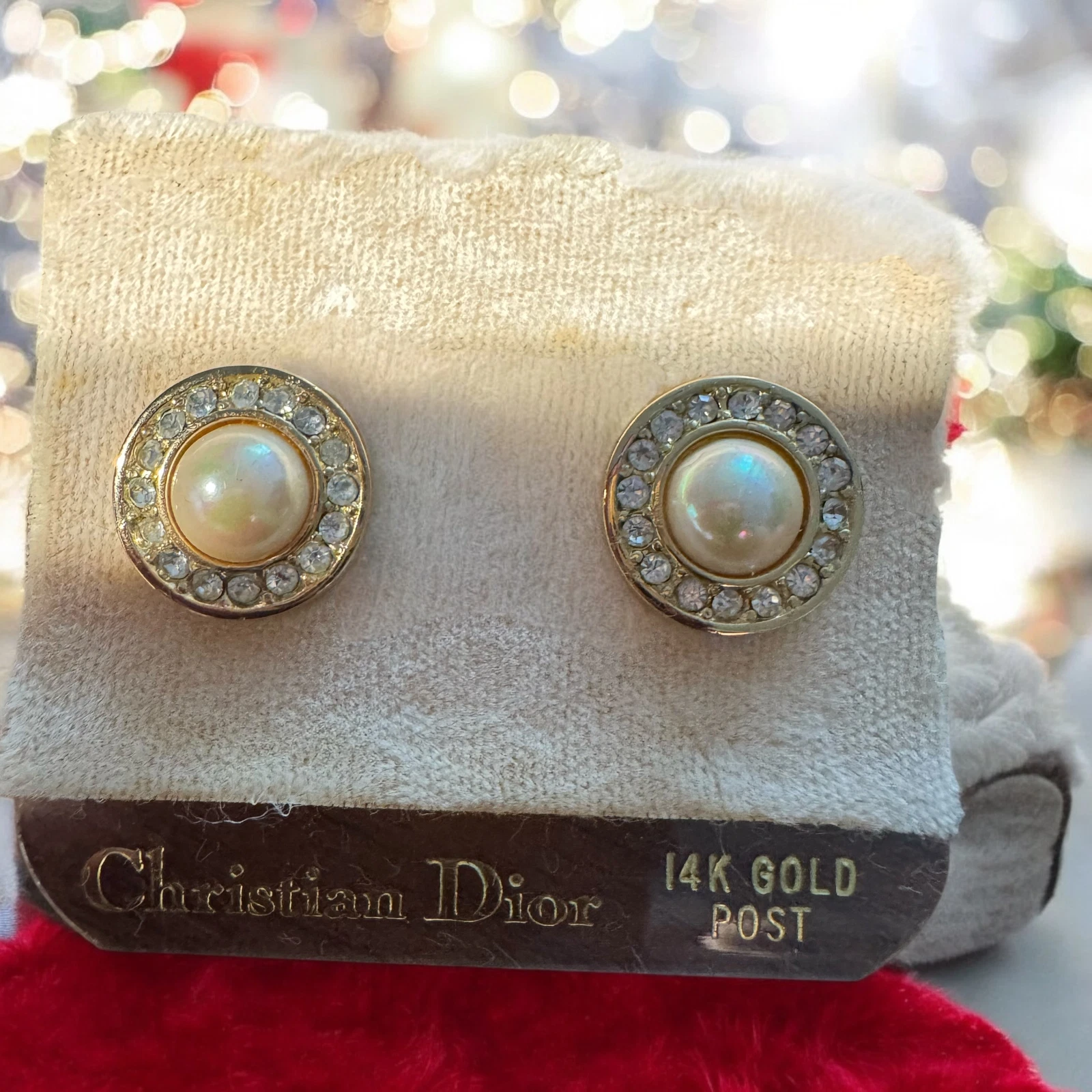 Boucles d'oreilles Christian Dior vintage sur carte d'origine