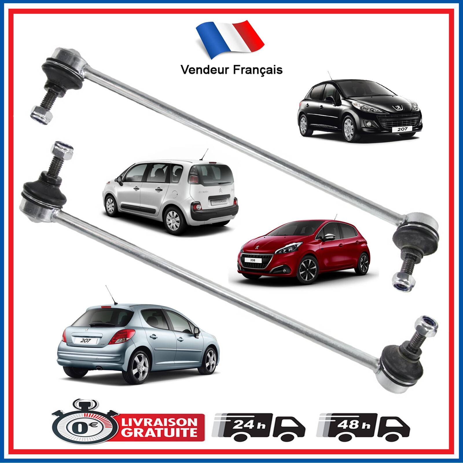 Biellettes de barre stabilisatrice avant en acier renforcé pour C3 Picasso