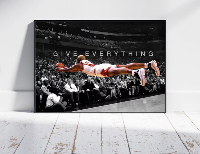 Basketball Player Motivational Wall Art Poster for Sports Fans