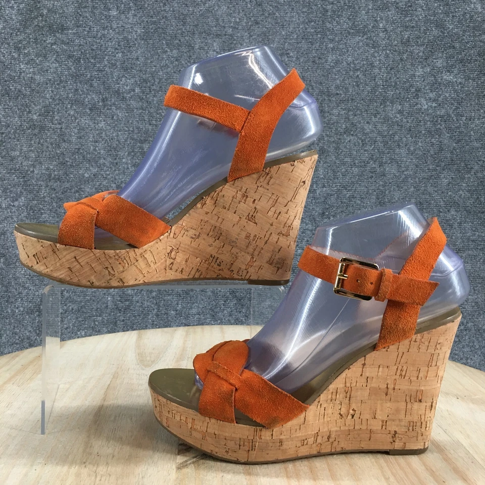 Michael Kors Tacones Mujer 7.5 M Informales Tirantes Corcho Cuña Naranja Gamuza Foto 2 de 4