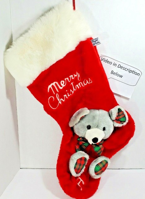 Vintage Chrisha Playful Plush 1988 Christmas Stocking Teddy Bear Plush 21