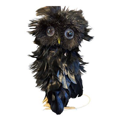 Black Feather Owl Halloween Standing Decoration