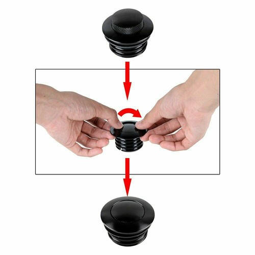 Black Tank Gas Cap Vented Flush Mount Fuel Filler Cap For Harley
