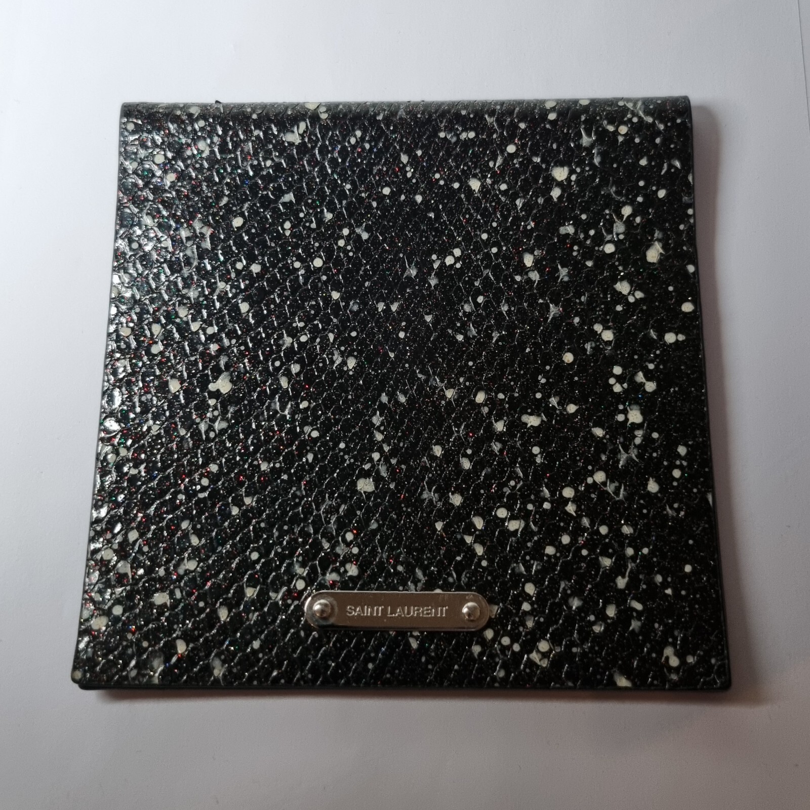SAINT LAURENT BORSA POCHETTE POCHETTE NERA SERPENTE GLITTER PATTA MACULATA