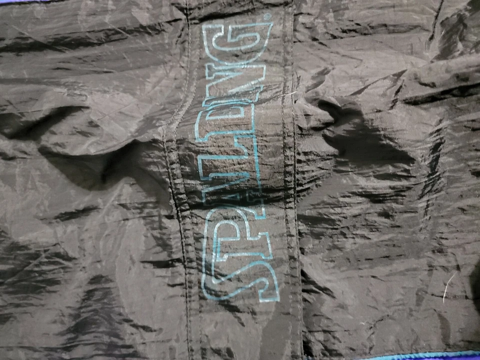 Chaqueta cortavientos vintage Spalding multicolor bolsillo medio negra púrpura verde azulado Foto 2 de 4