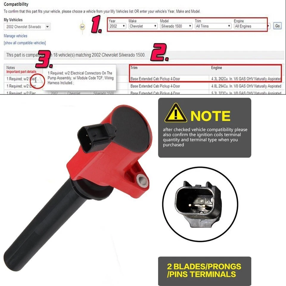 Bobina de encendido para 01-08 Ford Escape Mazda Tribute Mercury 3,0 L V6 FD502 DG500 Foto 2 de 4