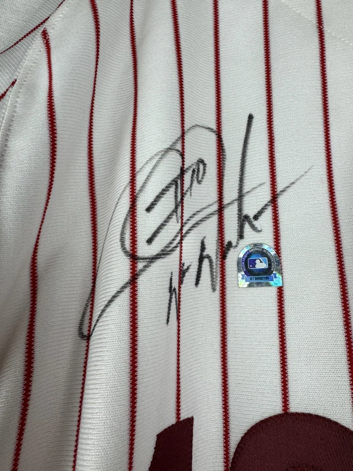 Camiseta deportiva firmada por Darren Daulton autografiada de los Phillies Mitchell & Ness con certificado MLB Foto 2 de 3